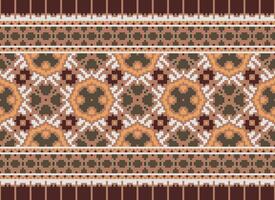 geometrisch ethnisch Muster. Pixel Muster. Design zum Kleidung, Stoff, Hintergrund, Hintergrund, Verpackung, Batik. Strickwaren, Stickerei Stil. aztekisch geometrisch Kunst Ornament drucken. Vektor Illustration.