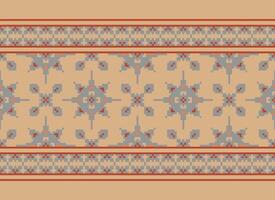 pixel årgångar korsa sy traditionell etnisk mönster paisley blomma ikat bakgrund abstrakt aztec afrikansk indonesiska indisk sömlös mönster för tyg skriva ut trasa klänning matta gardiner och sarong vektor