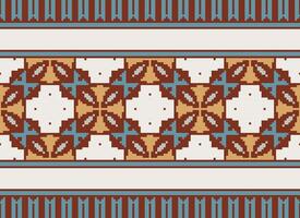 pixel årgångar korsa sy traditionell etnisk mönster paisley blomma ikat bakgrund abstrakt aztec afrikansk indonesiska indisk sömlös mönster för tyg skriva ut trasa klänning matta gardiner och sarong vektor