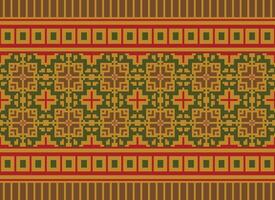 Pixel Jahrgänge Kreuz Stich traditionell ethnisch Muster Paisley Blume Ikat Hintergrund abstrakt aztekisch afrikanisch indonesisch indisch nahtlos Muster zum Stoff drucken Stoff Kleid Teppich Vorhänge und Sarong vektor