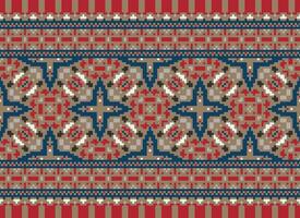 Pixel Jahrgänge Kreuz Stich traditionell ethnisch Muster Paisley Blume Ikat Hintergrund abstrakt aztekisch afrikanisch indonesisch indisch nahtlos Muster zum Stoff drucken Stoff Kleid Teppich Vorhänge und Sarong vektor