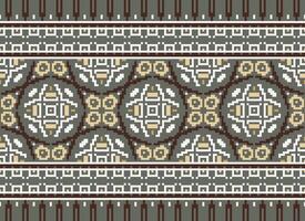 Pixel Jahrgänge Kreuz Stich traditionell ethnisch Muster Paisley Blume Ikat Hintergrund abstrakt aztekisch afrikanisch indonesisch indisch nahtlos Muster zum Stoff drucken Stoff Kleid Teppich Vorhänge und Sarong vektor