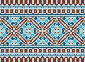 Pixel Jahrgänge Kreuz Stich traditionell ethnisch Muster Paisley Blume Ikat Hintergrund abstrakt aztekisch afrikanisch indonesisch indisch nahtlos Muster zum Stoff drucken Stoff Kleid Teppich Vorhänge und Sarong vektor