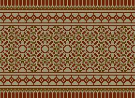 Pixel Jahrgänge Kreuz Stich traditionell ethnisch Muster Paisley Blume Ikat Hintergrund abstrakt aztekisch afrikanisch indonesisch indisch nahtlos Muster zum Stoff drucken Stoff Kleid Teppich Vorhänge und Sarong vektor