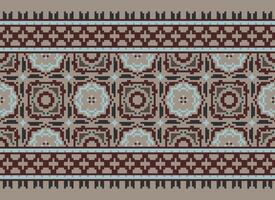 pixel korsa sy traditionell etnisk mönster paisley blomma ikat bakgrund abstrakt aztec afrikansk indonesiska indisk sömlös mönster för tyg skriva ut trasa klänning matta gardiner och sarong vektor