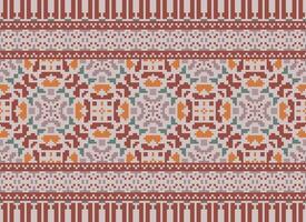 Pixel Kreuz Stich traditionell ethnisch Muster Paisley Blume Ikat Hintergrund abstrakt aztekisch afrikanisch indonesisch indisch nahtlos Muster zum Stoff drucken Stoff Kleid Teppich Vorhänge und Sarong vektor