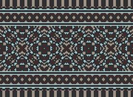 Pixel Kreuz Stich traditionell ethnisch Muster Paisley Blume Ikat Hintergrund abstrakt aztekisch afrikanisch indonesisch indisch nahtlos Muster zum Stoff drucken Stoff Kleid Teppich Vorhänge und Sarong vektor