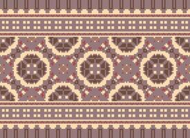 pixel korsa sy traditionell etnisk mönster paisley blomma ikat bakgrund abstrakt aztec afrikansk indonesiska indisk sömlös mönster för tyg skriva ut trasa klänning matta gardiner och sarong vektor