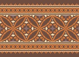 pixel korsa sy traditionell etnisk mönster paisley blomma ikat bakgrund abstrakt aztec afrikansk indonesiska indisk sömlös mönster för tyg skriva ut trasa klänning matta gardiner och sarong vektor