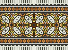 Pixel Kreuz Stich traditionell ethnisch Muster Paisley Blume Ikat Hintergrund abstrakt aztekisch afrikanisch indonesisch indisch nahtlos Muster zum Stoff drucken Stoff Kleid Teppich Vorhänge und Sarong vektor