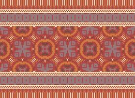 pixel korsa sy traditionell etnisk mönster paisley blomma ikat bakgrund abstrakt aztec afrikansk indonesiska indisk sömlös mönster för tyg skriva ut trasa klänning matta gardiner och sarong vektor