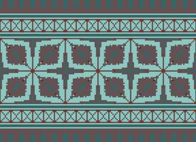 Pixel Kreuz Stich traditionell ethnisch Muster Paisley Blume Ikat Hintergrund abstrakt aztekisch afrikanisch indonesisch indisch nahtlos Muster zum Stoff drucken Stoff Kleid Teppich Vorhänge und Sarong vektor