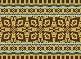 pixel korsa sy traditionell etnisk mönster paisley blomma ikat bakgrund abstrakt aztec afrikansk indonesiska indisk sömlös mönster för tyg skriva ut trasa klänning matta gardiner och sarong vektor