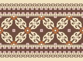 pixel korsa sy traditionell etnisk mönster paisley blomma ikat bakgrund abstrakt aztec afrikansk indonesiska indisk sömlös mönster för tyg skriva ut trasa klänning matta gardiner och sarong vektor