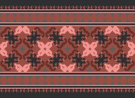 pixel korsa sy traditionell etnisk mönster paisley blomma ikat bakgrund abstrakt aztec afrikansk indonesiska indisk sömlös mönster för tyg skriva ut trasa klänning matta gardiner och sarong vektor