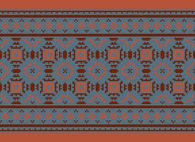 Pixel ethnisch Muster Vektor Hintergrund. nahtlos Muster traditionell, Design zum Hintergrund, Hintergrund, Batik, Stoff, Teppich, Kleidung, Verpackung, und textil.ethnisch Muster Vektor Illustration.