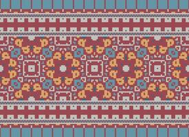 Pixel ethnisch Muster Vektor Hintergrund. nahtlos Muster traditionell, Design zum Hintergrund, Hintergrund, Batik, Stoff, Teppich, Kleidung, Verpackung, und textil.ethnisch Muster Vektor Illustration.