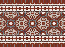 Pixel ethnisch Muster Vektor Hintergrund. nahtlos Muster traditionell, Design zum Hintergrund, Hintergrund, Batik, Stoff, Teppich, Kleidung, Verpackung, und textil.ethnisch Muster Vektor Illustration.