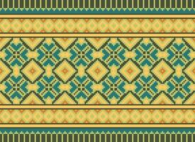 pixel etnisk geometrisk tyg mönster korsa stitch.ikat broderi etnisk orientalisk pixel mönster blå bakgrund. abstrakt, vektor, illustration. textur, kläder, ram, dekoration, motiv, siden tapet. vektor