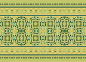 Pixel ethnisch geometrisch Stoff Muster Kreuz Stich.ikat Stickerei ethnisch orientalisch Pixel Muster Blau Hintergrund. abstrakt, vektor, illustration. Textur, Kleidung, Rahmen, Dekoration, Motive, Seide Hintergrund. vektor