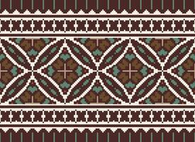 pixel etnisk geometrisk tyg mönster korsa stitch.ikat broderi etnisk orientalisk pixel mönster blå bakgrund. abstrakt, vektor, illustration. textur, kläder, ram, dekoration, motiv, siden tapet. vektor