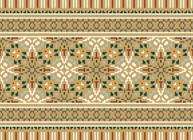 pixel etnisk geometrisk tyg mönster korsa stitch.ikat broderi etnisk orientalisk pixel mönster blå bakgrund. abstrakt, vektor, illustration. textur, kläder, ram, dekoration, motiv, siden tapet. vektor