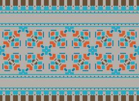 Pixel ethnisch geometrisch Stoff Muster Kreuz Stich.ikat Stickerei ethnisch orientalisch Pixel Muster Blau Hintergrund. abstrakt, vektor, illustration. Textur, Kleidung, Rahmen, Dekoration, Motive, Seide Hintergrund. vektor