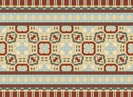 Pixel Ikat und Kreuz Stich geometrisch nahtlos Muster ethnisch orientalisch traditionell. aztekisch Stil Illustration Design zum Teppich, Hintergrund, Kleidung, Verpackung, Batik. vektor