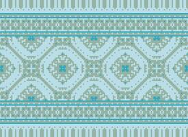 Pixel Ikat und Kreuz Stich geometrisch nahtlos Muster ethnisch orientalisch traditionell. aztekisch Stil Illustration Design zum Teppich, Hintergrund, Kleidung, Verpackung, Batik. vektor