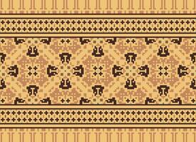 pixel ikat och korsa sy geometrisk sömlös mönster etnisk orientalisk traditionell. aztec stil illustration design för matta, tapet, Kläder, omslag, batik. vektor