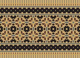 Pixel Ikat und Kreuz Stich geometrisch nahtlos Muster ethnisch orientalisch traditionell. aztekisch Stil Illustration Design zum Teppich, Hintergrund, Kleidung, Verpackung, Batik. vektor