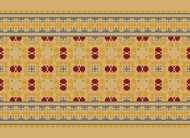 pixel ikat och korsa sy geometrisk sömlös mönster etnisk orientalisk traditionell. aztec stil illustration design för matta, tapet, Kläder, omslag, batik. vektor