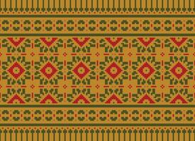 pixel ikat och korsa sy geometrisk sömlös mönster etnisk orientalisk traditionell. aztec stil illustration design för matta, tapet, Kläder, omslag, batik. vektor