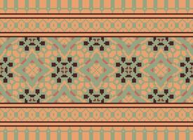 pixel ikat och korsa sy geometrisk sömlös mönster etnisk orientalisk traditionell. aztec stil illustration design för matta, tapet, Kläder, omslag, batik. vektor