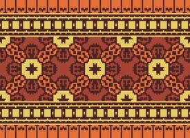 pixel ikat och korsa sy geometrisk sömlös mönster etnisk orientalisk traditionell. aztec stil illustration design för matta, tapet, Kläder, omslag, batik. vektor