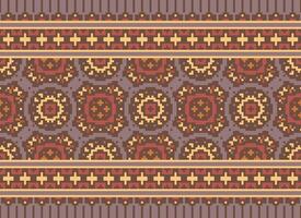 pixel ikat och korsa sy geometrisk sömlös mönster etnisk orientalisk traditionell. aztec stil illustration design för matta, tapet, Kläder, omslag, batik. vektor