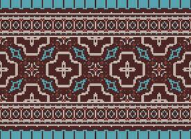 pixel ikat och korsa sy geometrisk sömlös mönster etnisk orientalisk traditionell. aztec stil illustration design för matta, tapet, Kläder, omslag, batik. vektor