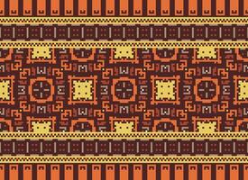 Pixel Ikat und Kreuz Stich geometrisch nahtlos Muster ethnisch orientalisch traditionell. aztekisch Stil Illustration Design zum Teppich, Hintergrund, Kleidung, Verpackung, Batik. vektor