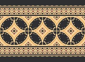 Pixel Ikat und Kreuz Stich geometrisch nahtlos Muster ethnisch orientalisch traditionell. aztekisch Stil Illustration Design zum Teppich, Hintergrund, Kleidung, Verpackung, Batik. vektor