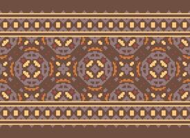 pixel ikat och korsa sy geometrisk sömlös mönster etnisk orientalisk traditionell. aztec stil illustration design för matta, tapet, Kläder, omslag, batik. vektor