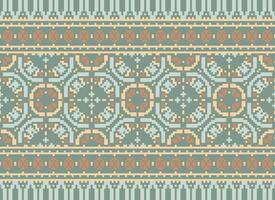 pixel ikat och korsa sy geometrisk sömlös mönster etnisk orientalisk traditionell. aztec stil illustration design för matta, tapet, Kläder, omslag, batik. vektor