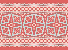 pixel ikat och korsa sy geometrisk sömlös mönster etnisk orientalisk traditionell. aztec stil illustration design för matta, tapet, Kläder, omslag, batik. vektor