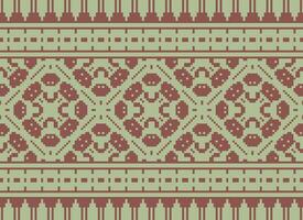 Pixel Ikat und Kreuz Stich geometrisch nahtlos Muster ethnisch orientalisch traditionell. aztekisch Stil Illustration Design zum Teppich, Hintergrund, Kleidung, Verpackung, Batik. vektor