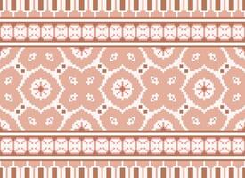 pixel ikat och korsa sy geometrisk sömlös mönster etnisk orientalisk traditionell. aztec stil illustration design för matta, tapet, Kläder, omslag, batik. vektor