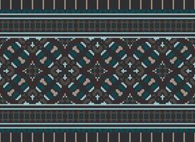 pixel ikat och korsa sy geometrisk sömlös mönster etnisk orientalisk traditionell. aztec stil illustration design för matta, tapet, Kläder, omslag, batik. vektor