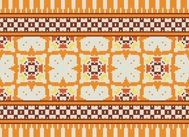 pixel korsa sy traditionell etnisk mönster paisley blomma ikat bakgrund abstrakt aztec afrikansk indonesiska indisk sömlös mönster för tyg skriva ut trasa klänning matta gardiner och sarong vektor