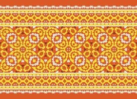 pixel ikat och korsa sy geometrisk sömlös mönster etnisk orientalisk traditionell. aztec stil illustration design för matta, tapet, Kläder, omslag, batik. vektor