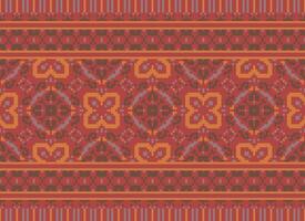 Pixel Kreuz Stich traditionell ethnisch Muster Paisley Blume Ikat Hintergrund abstrakt aztekisch afrikanisch indonesisch indisch nahtlos Muster zum Stoff drucken Stoff Kleid Teppich Vorhänge und Sarong vektor