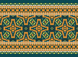 pixel korsa sy traditionell etnisk mönster paisley blomma ikat bakgrund abstrakt aztec afrikansk indonesiska indisk sömlös mönster för tyg skriva ut trasa klänning matta gardiner och sarong vektor