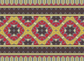 Pixel Kreuz Stich traditionell ethnisch Muster Paisley Blume Ikat Hintergrund abstrakt aztekisch afrikanisch indonesisch indisch nahtlos Muster zum Stoff drucken Stoff Kleid Teppich Vorhänge und Sarong vektor